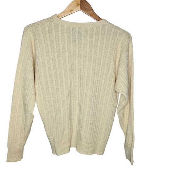 Vintage Burberrys Scotland Cashmere Cable Knit Cream Sweater Men's M Women L - Picture 4 of 5